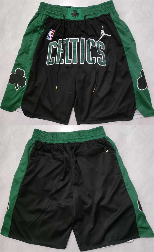 Men%27s Boston Celtics Black Shorts (Run Small)->nba shorts->NBA Jersey